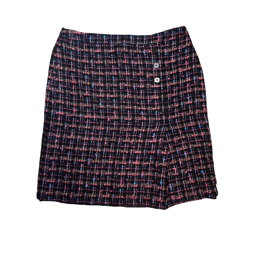 Tweed Plaid Skirt Knee Length Preppy Classic Oscar de la Renta 10